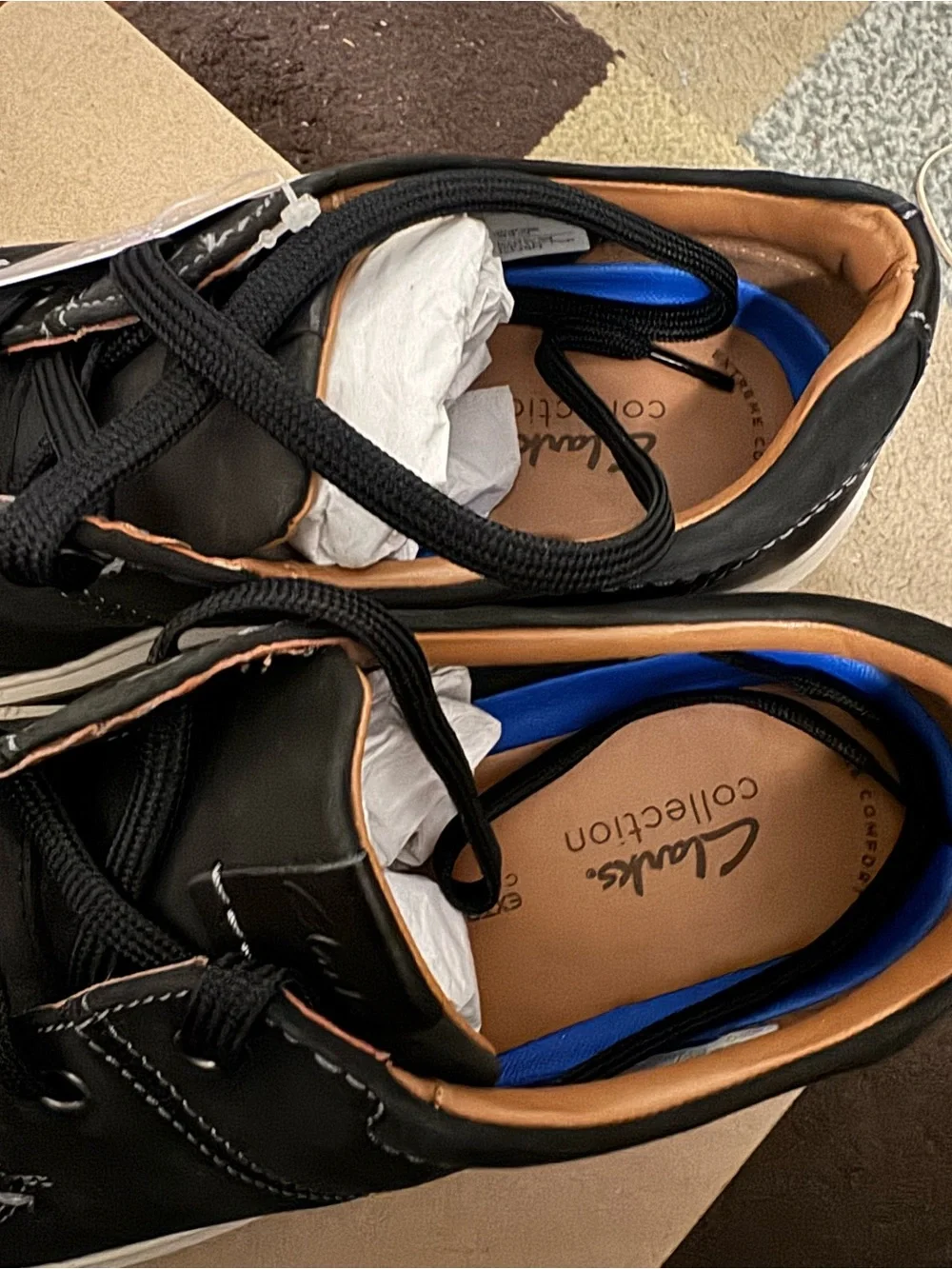 Clarks Black and White Stitch Boat Shoes